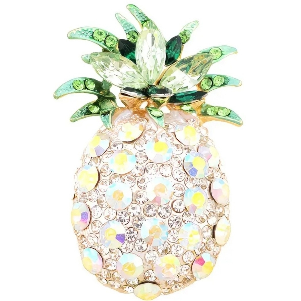 🍍 BETSEY JOHNSON AB RHINESTONE PINEAPPLE TROPICAL NECKLACE PENDANT🍍